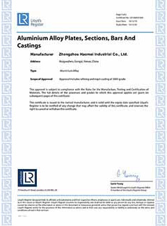 marine grade aluminum sheet LR certificates