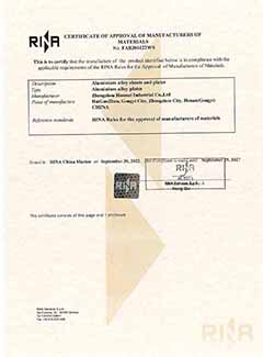 marine grade aluminum sheet RINA certificates